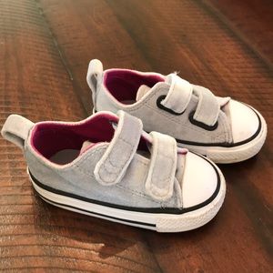Converse All Star Gray Velvet Velcro Shoes